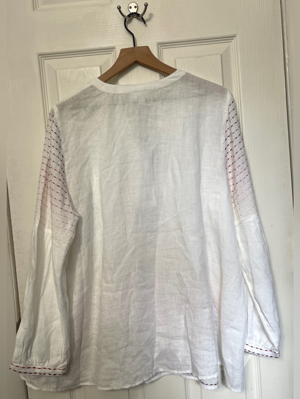 Pure Jill Elements Linen White Ombre Stitched Semi Sheer Tunic Top Sz L NWT - Picture 9 of 11